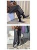 Exclusive Fleece-Lined Wide-Leg Women's Jeans - Autumn/Winter, Loose Fit, Slimming Solid Color