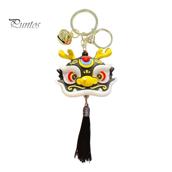 Keychain Dragon Head Bell Tassel Dekor Barevný Nerez Vynikající Jarní Festival Nový rok Dárková taška Přívěsek Držák na klíče Organizér na klíče