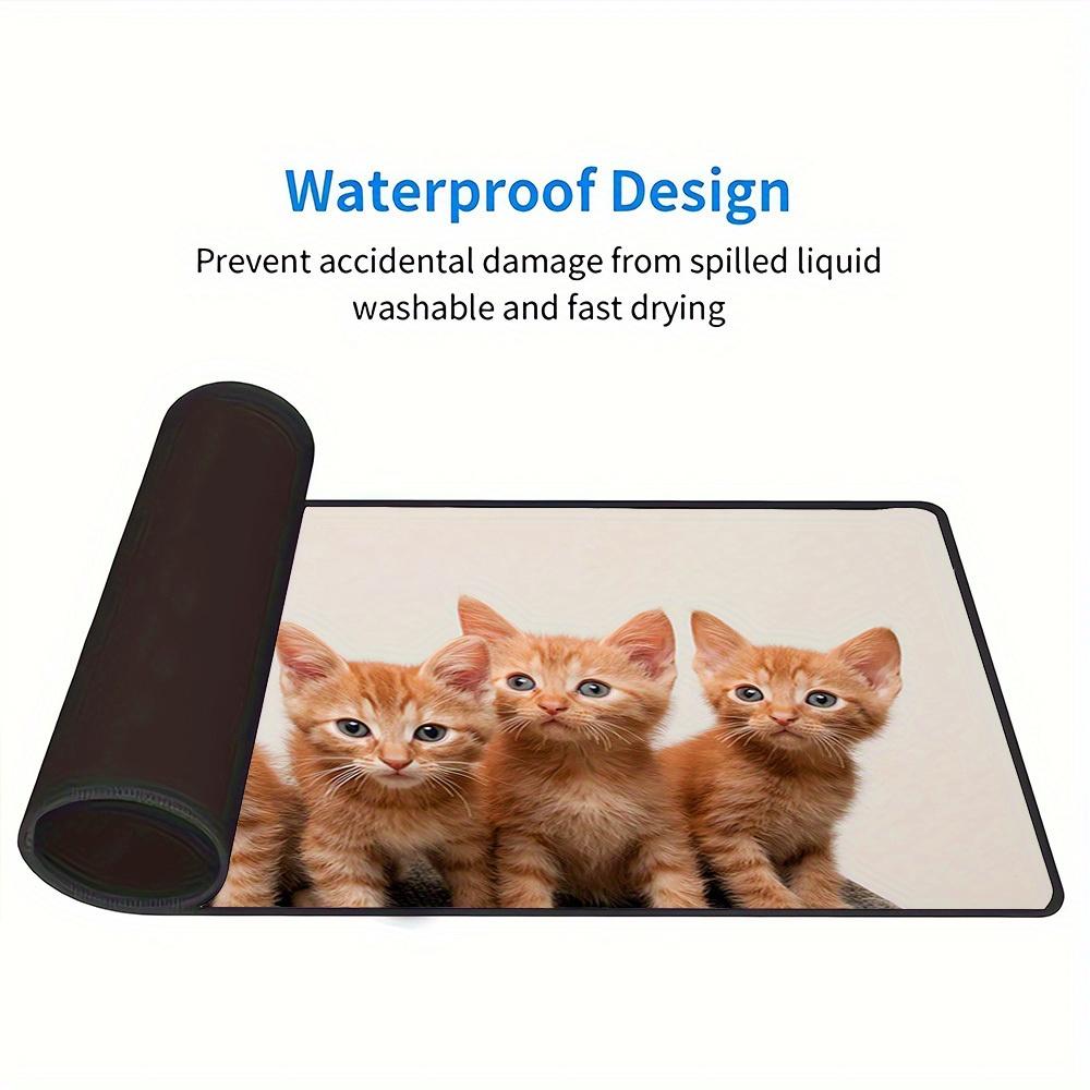 1pc Large Gaming Mouse Pad, UV Reactive Non-Slip Desk Mat, Washable PolyesterCate, Ginger, KittensComputer Pad with Vibrant Game Machine Pri
