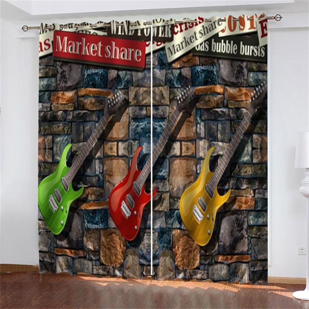 Stylish Bass Thin Graffiti Window Curtains In Youngsters Bed Chamber Living Living Space Hall Treatments Kitchen Decoration Drapes Blinds Rock Music