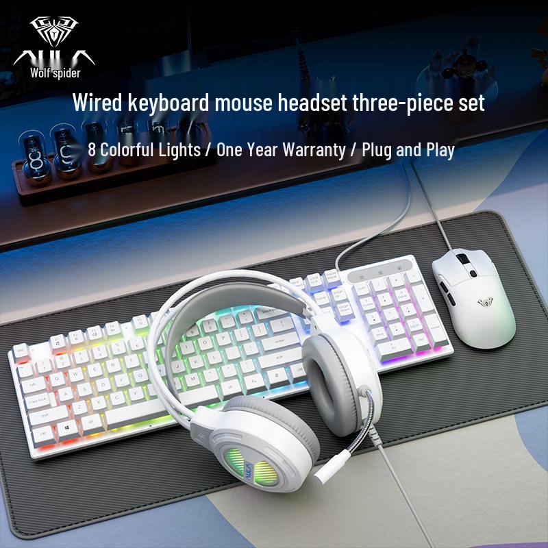 AULA Tarantula Wired Silent Keyboard: Mechanical Feel & Cool Lighting for Office/Desktop