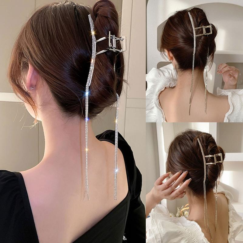 Französische Lange Quaste Hai Haarspange Strass Haarspange Haarnadel Barrett Haaraccessoires für Freundin Frauen