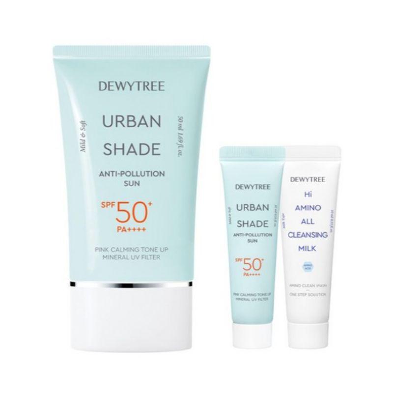 

DEWYTREE Urban Shade Anti-Pollution Sunscreen SPF50+ PA++++ Set 50ml+10ml with High Amino Cleansing Milk 10ml K-Beauty UV Protection Kit