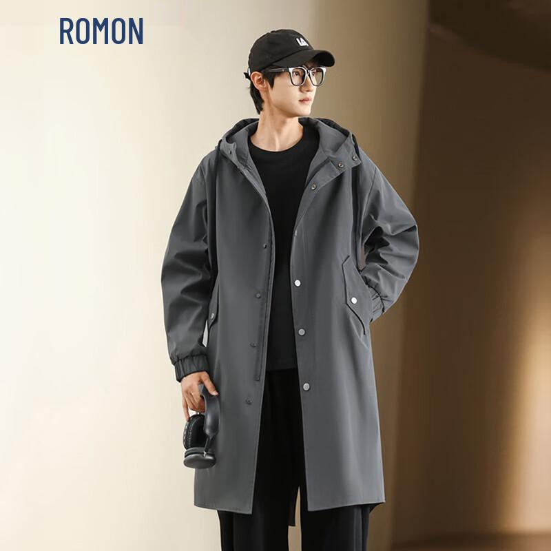 ROMON Men s Mid-Length Hooded Windbreaker XL