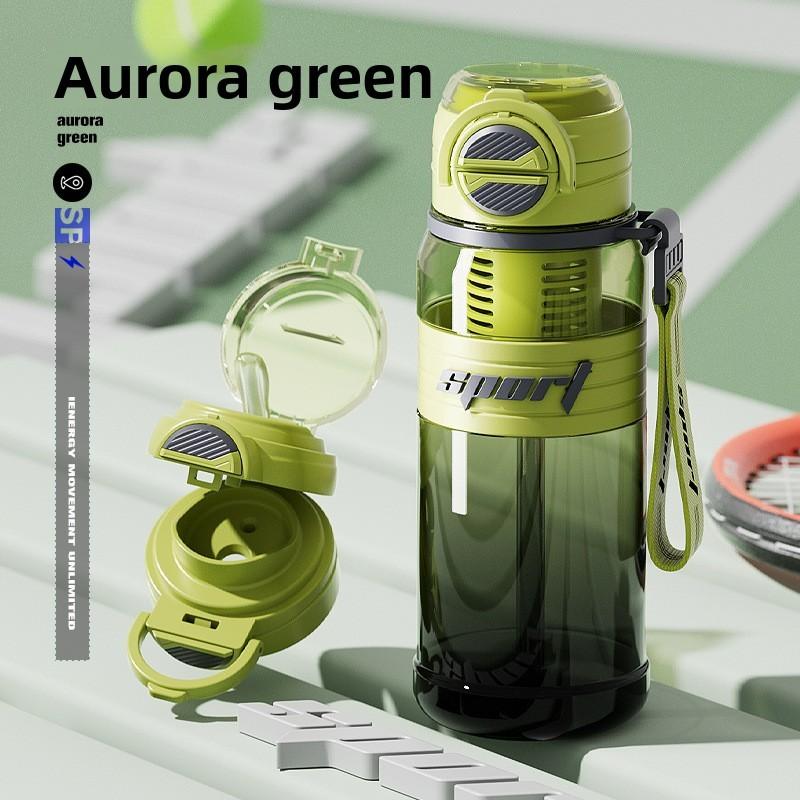 Portable Double Drinking Water Bottle With Straw For Sports And Travel