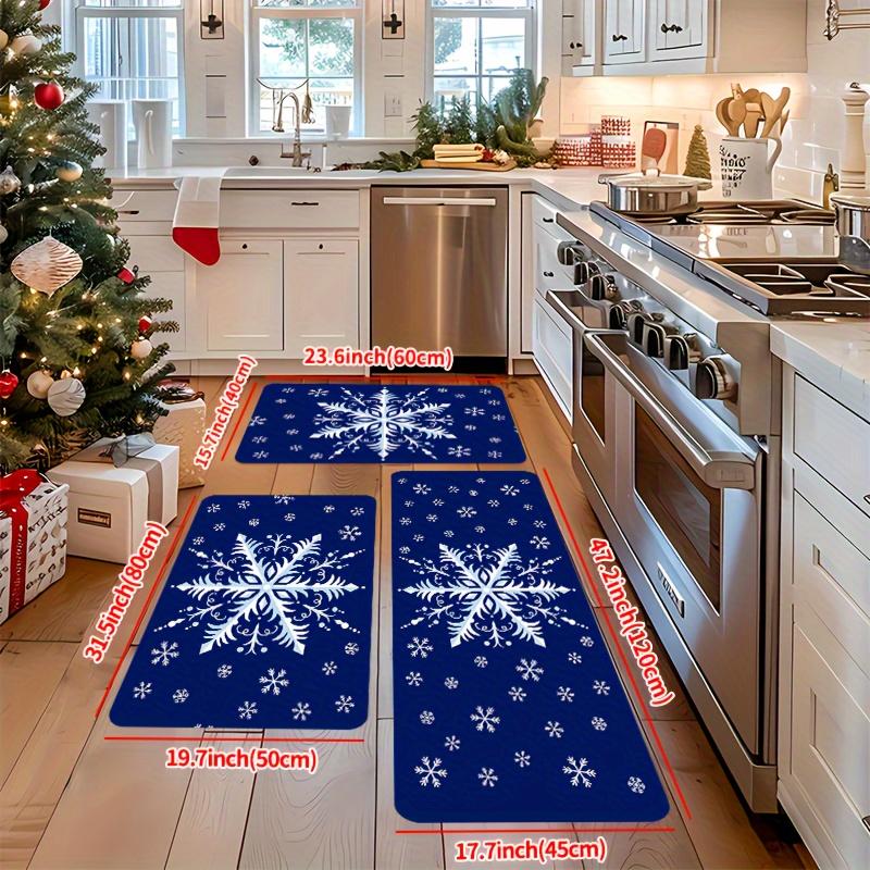 1 ks protiúnavové kuchyňské koberce s vánočním potiskem sněhových vloček, vodotěsné, protiskluzové, silné polstrované kuchyňské rohože, odolné, pohodlné, stojící, do kuchyně