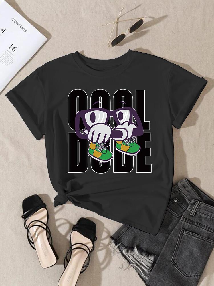 Women Fashion Print T-Shirt Girl Y2K Short Sleeve Tees Tops Kawaii 90S Sweetshirts Female Harajuku Graphic O-Neck T-Shirt