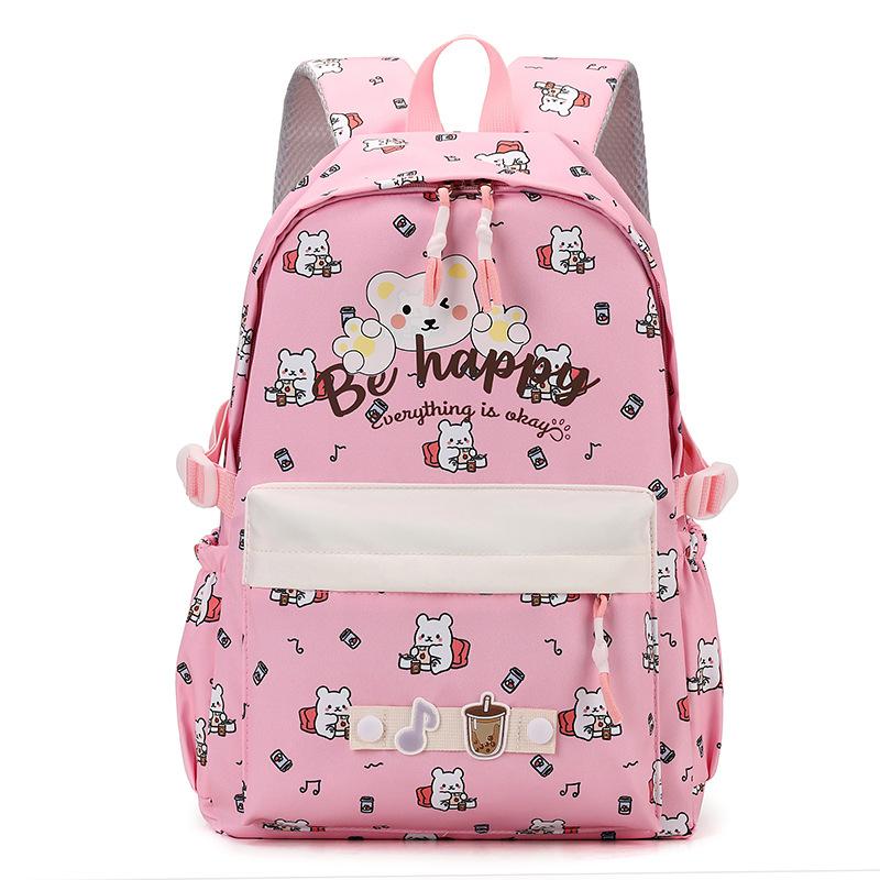New backpack simple cartoon print student burden reduction schoolbag large capacity leisure travel backpack