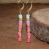 Fire Pink Opal Beaded Earrings: Sterling Silver Dangle Earrings
