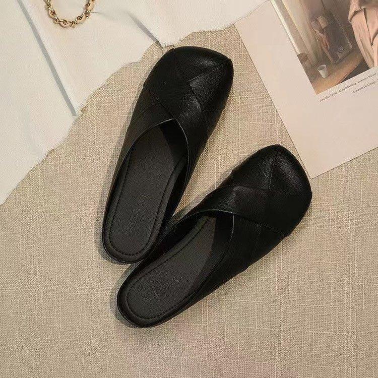 Popular flat-soled single shoes women's spring 2025 new fashion outer wear soft-soled lazy French bag head cool slippers women