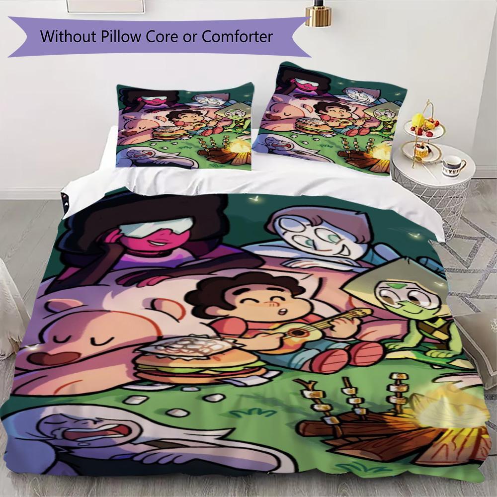 Steven Universe Pattern Bedding,Quilt Set Quilt Cover Pillowcase Home Birthday Gift (1*duvet Cover+2*pillowcase,without core)XSJT0917476