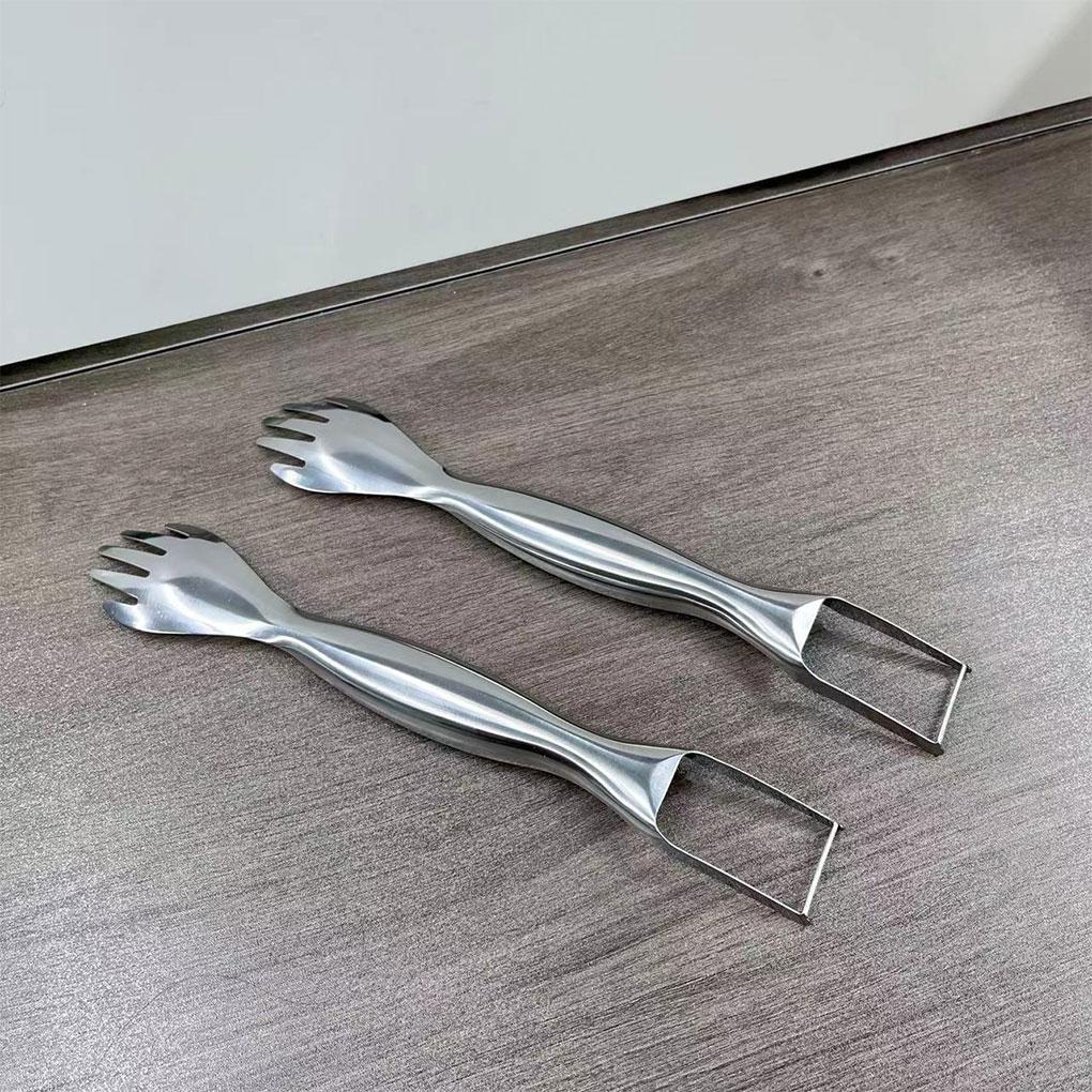 2pcs Stainless Steel Fruit Slicers Fork Easy Durable Convenient 2-in-1 Stainless Steel Fruit Slicers