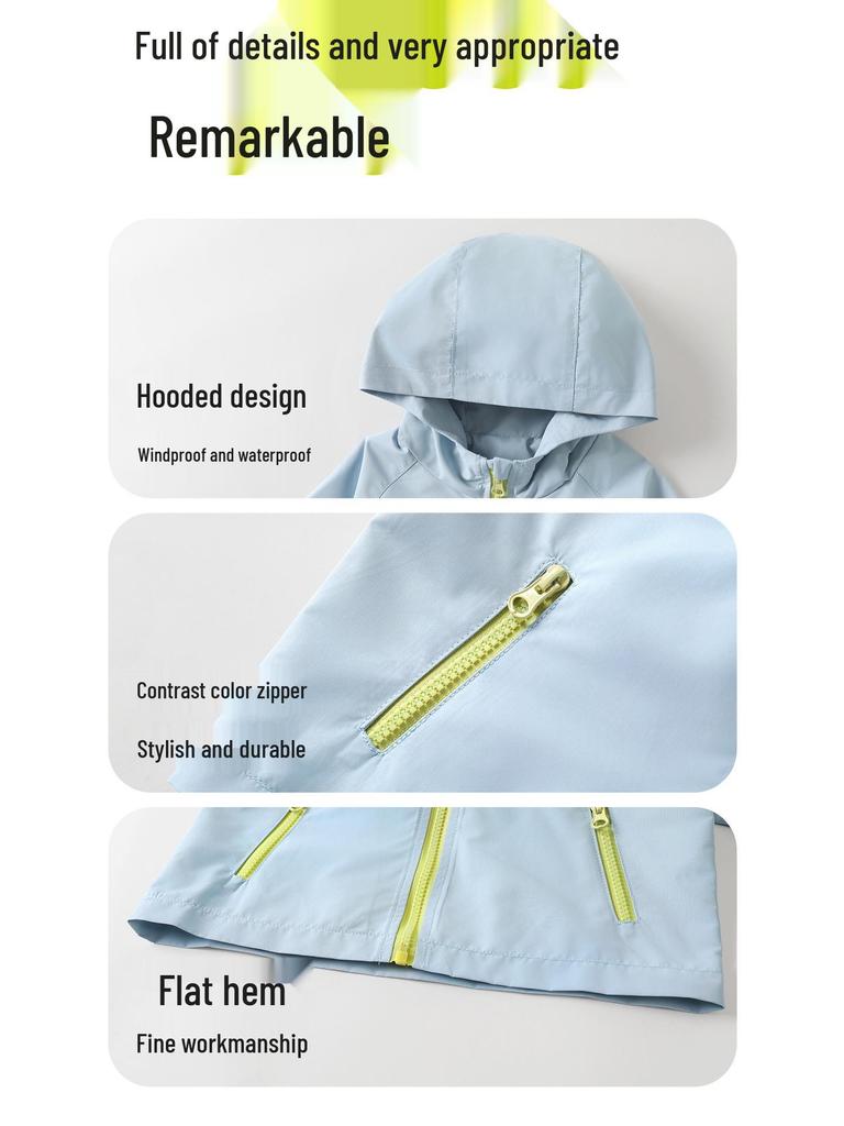 Kaka Panda Kids' Waterproof Spring Jacket - Unisex Casual Top for Boys and Girls