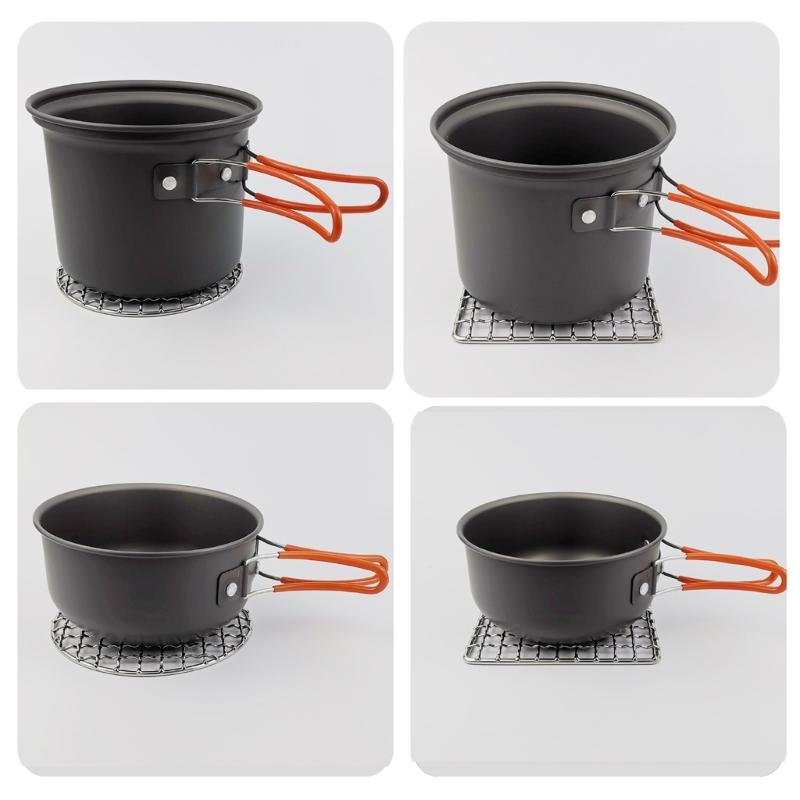 Camping Grill Grate Mesh Pads Square Round Grilling Mesh Fire Cooking Outdoor Picnic- BBQ Camping Pot Firewood- Rack