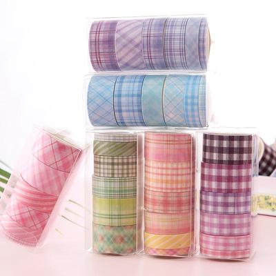 Korean Plaid Washi Tape Set: Creative DIY Grid Journaling Stickers