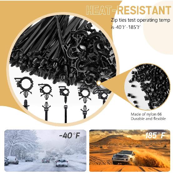 150Pcs Nylon Universal Cable Tie Buckle, Push Mount Cable Zip Tie With Car Wire Loom Routing Clips, Universal Compatible With GM Ford Trucks Cars