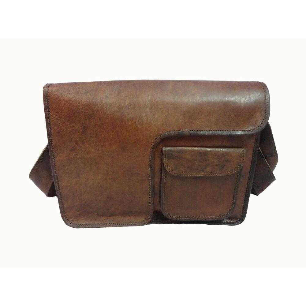 18-дюймовая винтажная кожаная сумка через плечо для офиса и колледжа — фото 2