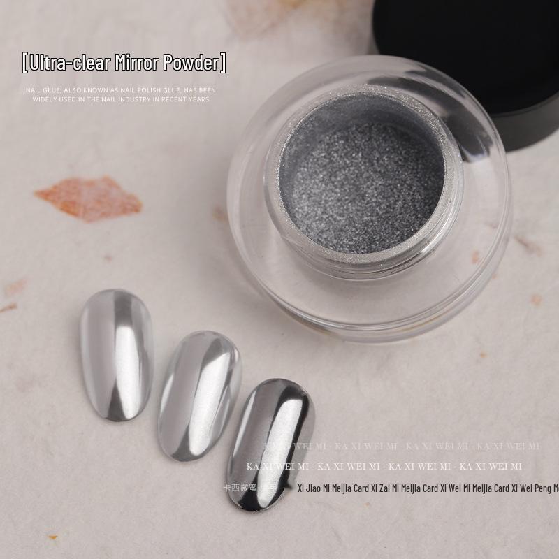 Kaxiewei Nail Art Mirror Powder - Clear, Whitening Silver, Translucent Finish, Salon Exclusive
