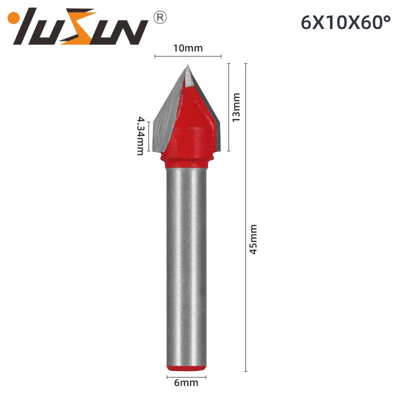 6mm V-Groove Bit Woodworking Cutter - 3D Engraving Knife, V-Shaped, 60/90 Degrees, 6 Patterns