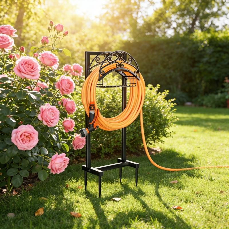 Supporto Robusto in Acciaio al Carbonio per Tubo da Giardino da Esterno Supporto per Tubo dell'Acqua da Giardino per Ganci Decorativi Organizzazione del Cortile