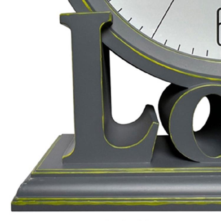 Fashionable Love Letter Plastic Bedroom Desk Clock with Quiet Operate Battery Operated No Ticking Bedside Table Clock