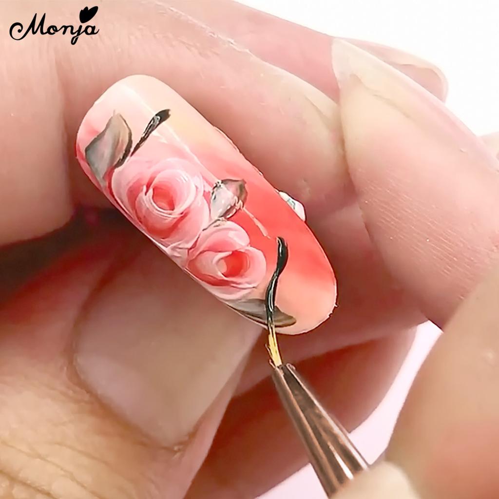 monja Sada 3 ks štětečků na linky na nehty Rukojeť barvy šampaňského Pruhy Linky UV gel lak Kreslení Malování Francouzský Květ Mřížka Pero Manikúra Designové Nástroje