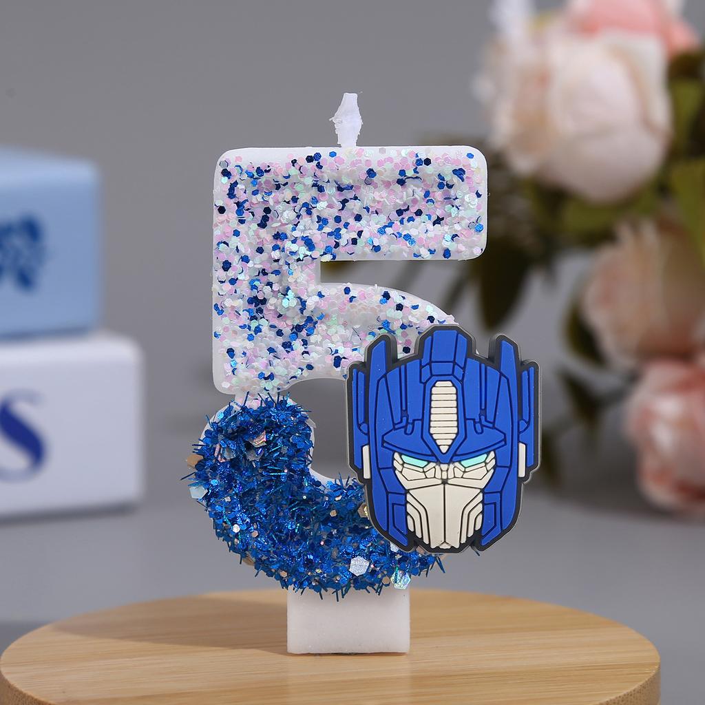 Number 0 Birthday Candle with Glitter Sparkle and Character Decoration for Cake Topper Party Supplies Kids Baking Accessory