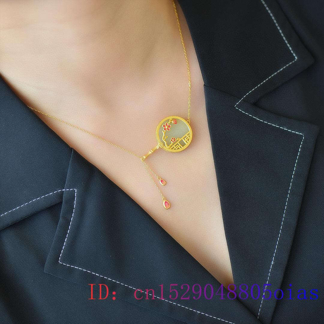 

Белый нефритовый веер ожерелье кулон 925 серебряные резные ювелирные изделия настоящий амулет талисманы мужчины винтажный роскошный натуральный жадеит 45cm