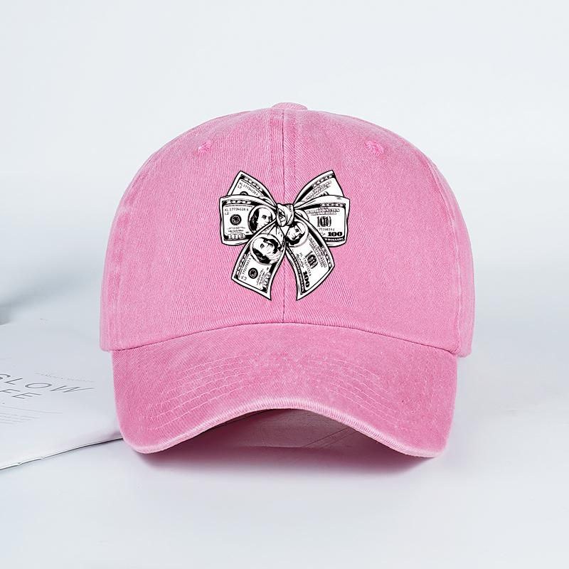 

Mlfo Dollar Bow Washed Baseball Cap Money-Inspired Fashion Statement Daily Commuting Fashion Enthusiasts Holiday Gift