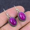 Ruby(Simulated) Gemstone Handmade 925 Sterling Silver Jewelry Earring 1.38" A5W42