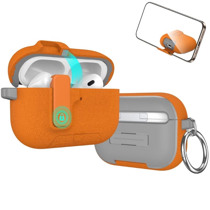 Shockproof Protective Case Phone Stand Case Magnetic Auto Lock TPU Shockproof Protective Sleeve for Wireless Earbuds