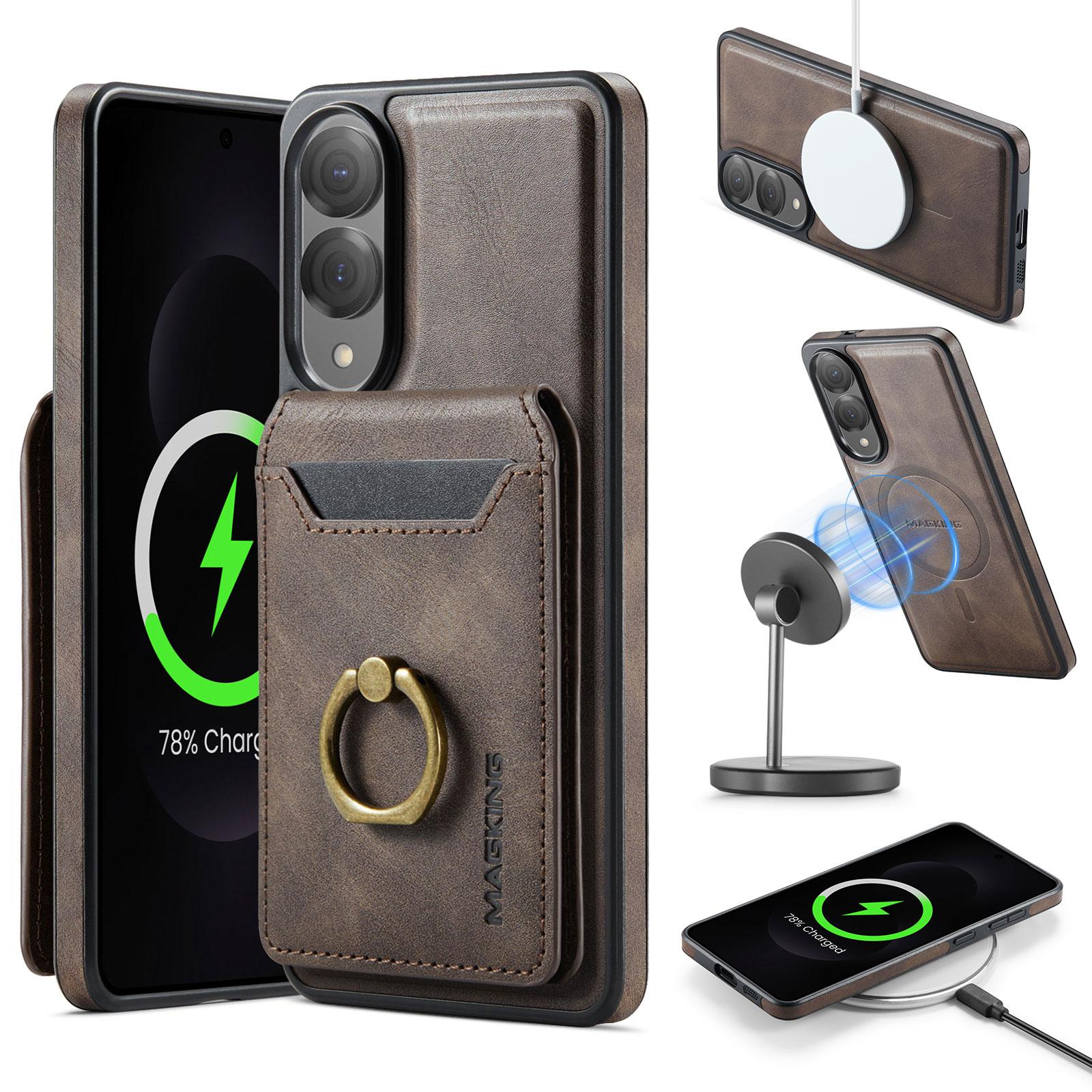 

2 in 1 Detachable Cards Solt Ring Leather Case For SAMSUNG S25 Ultra S23 S24 Plus For Magsafe Wireless Charging Wallet Cover Galaxy S24+