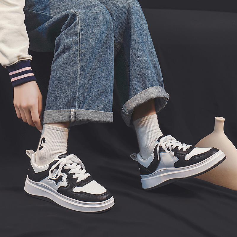 Black and White Bread Board Shoes Spring New Platform Shoes High-Grade Color Matching Women's Shoes