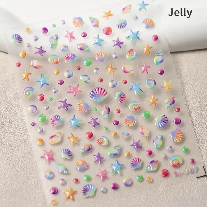 Laser Sliver Star Ocean Dolphin Whale Shoal of Fish Bubbles Sea Marine Organisms Nail Art Sticker Self Adhesive Manicure Decal