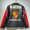Vintage TwoFold Racing Jacket - Heavy Stitch PU Leather with Porsche Embroidery