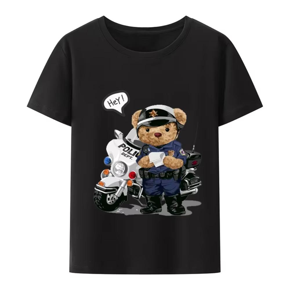 

Прекрасная футболка с мишкой-полицейским для мужской, женской, горячая распродажа, новинка, мультяшная футболка с мишкой, графическая футболка Hops XXXXXL чёрный