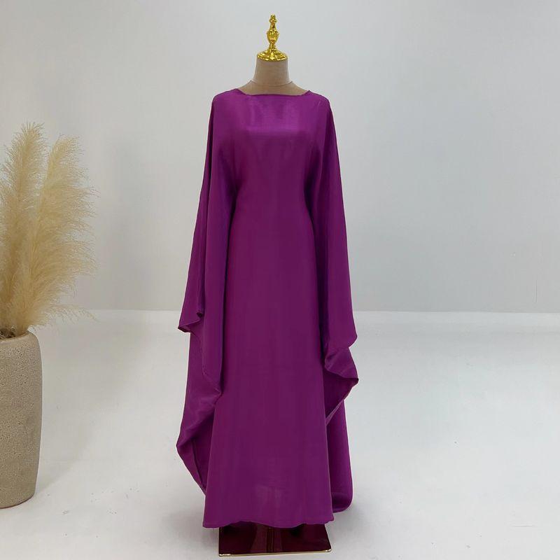 

Middle East Dubai Party Robe Crew Neck Batwing Sleeve Dress round Neck Neck Bat Sleeve Dress Purple 1 yard