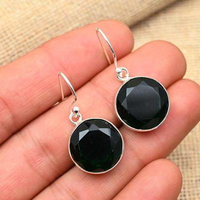 Chroomdiopsied edelsteen handgemaakte 925 sterling zilveren sieraden oorbellen voor vrouwen
