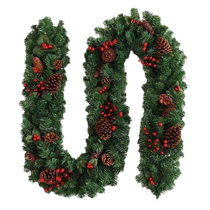 2.7m Christmas Garland with Pine Cones, Ornaments, Handrail & Banister Decoration - In Stock.