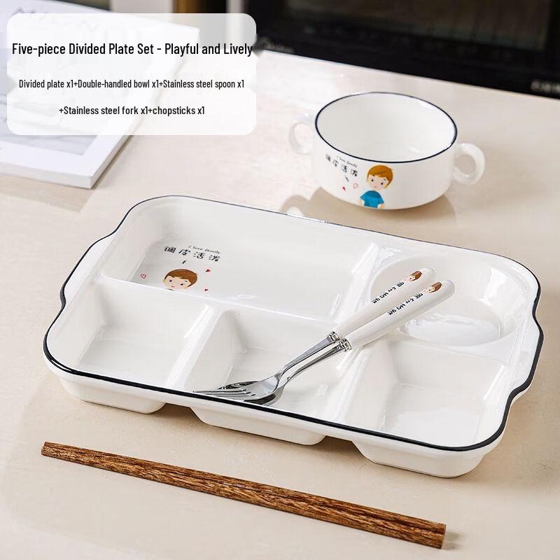 Rectangular Ceramic Divided Meal Plate