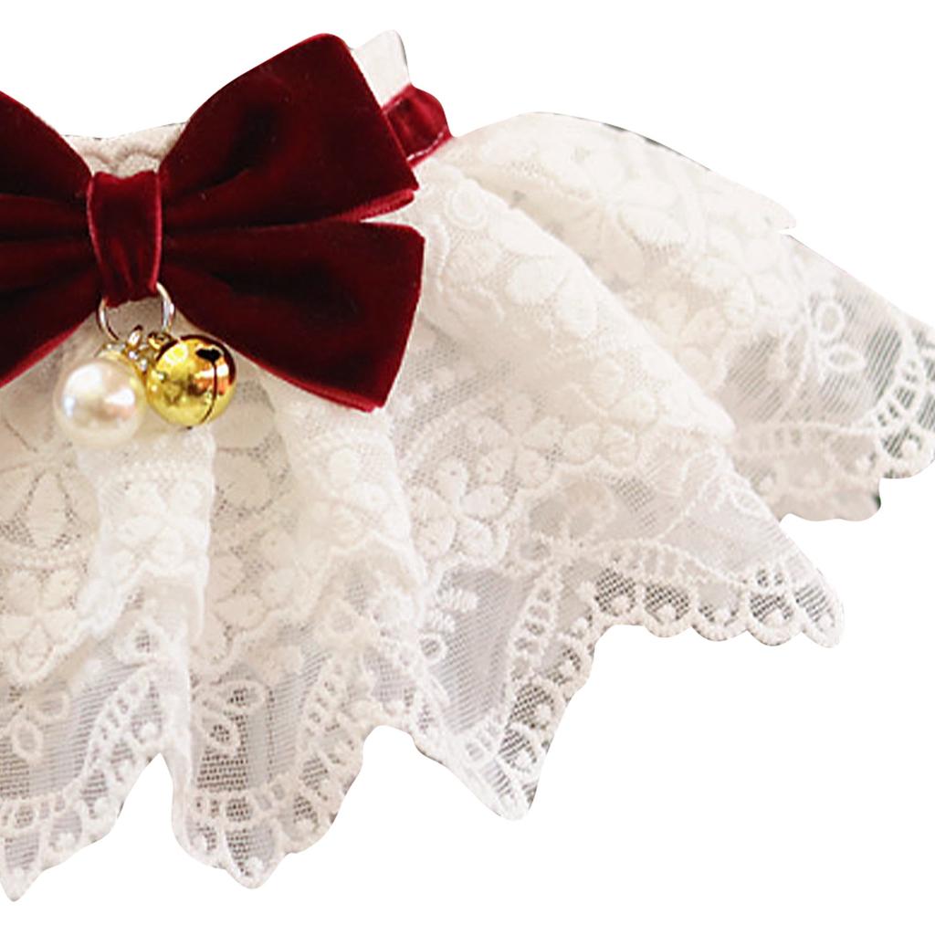 Pet Lace Bibs Collar Cute Bow Soft Easy To Wear Comfortable Bib Scarf for Dog Cat Decoration Wine