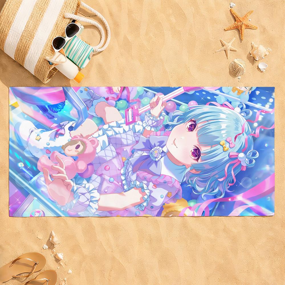 Vtuber Shizuku Hyodo Towel Quick Dry Absorbent Beach Towel for Sports, Fitness, Swimming and Outdoor Activities