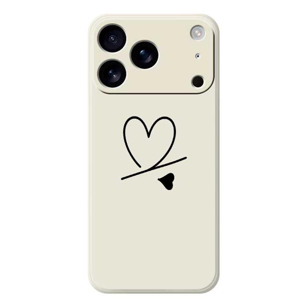 For iPhone 17 Pro Case Black Love Pattern Printing Straight Edge TPU Phone Back Cover