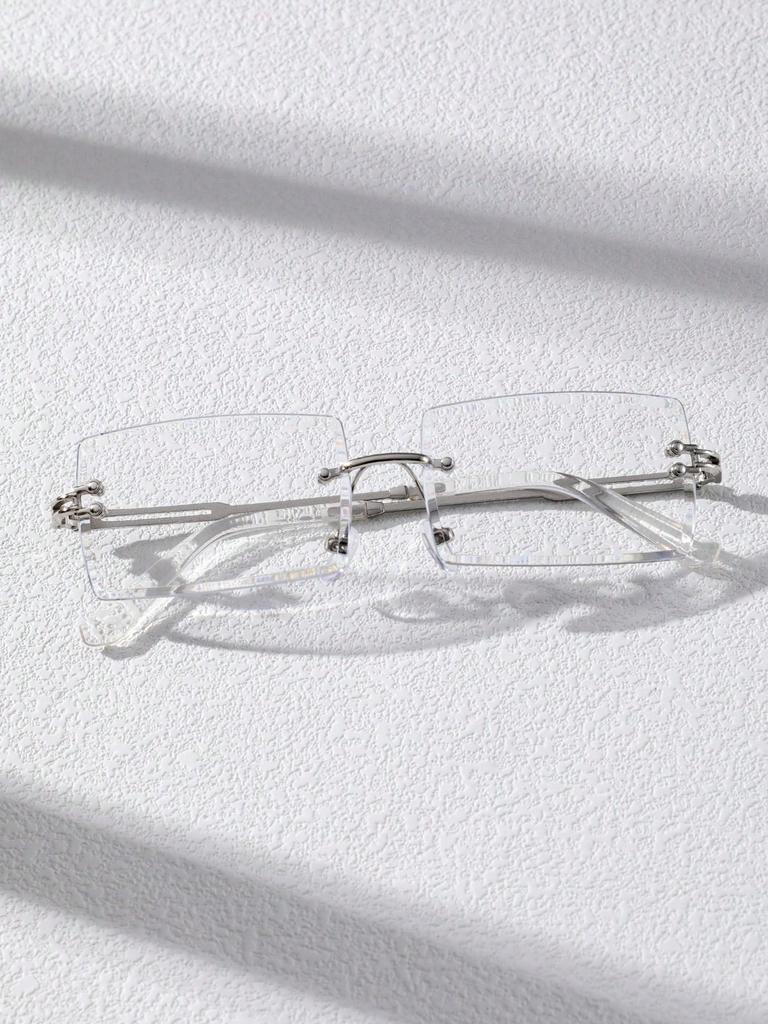 1 Stück Mode Rechteckig Randlos Metallrahmen Damen Klare Brillen Für Herren Alltag Foto Machen Brillen Bekleidungszubehör.