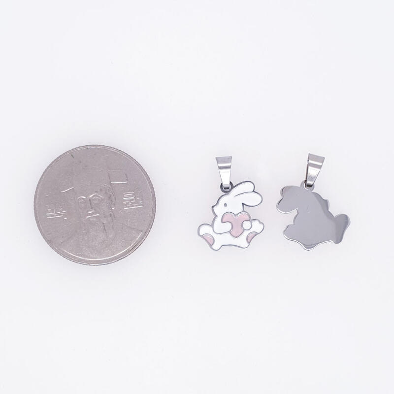 Surgical Steel Rabbit Pendant Triangle Ring Accessory