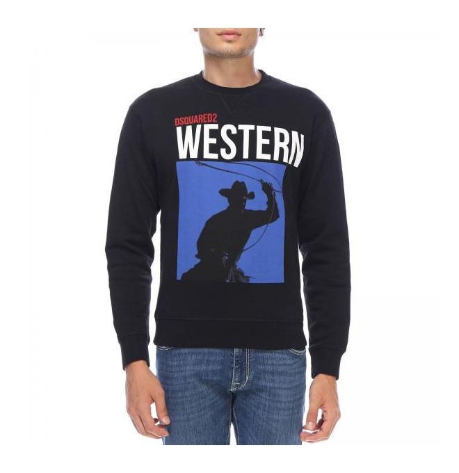 DSQUARED2 branded Italian western sweatshirt black - Size: M