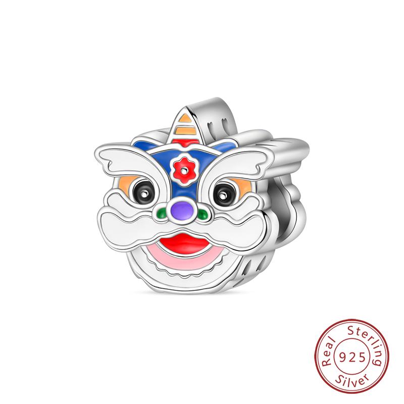 New Year Series Copper Lucky Cat God Of Wealth Lion Dance Koi Fish Charms Beads 3Mm Diy Jewelry Gifts