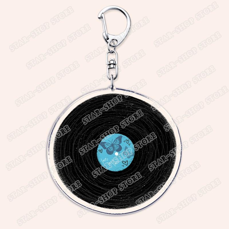 Aesthetic Indie Red Record Music Keychains for Women Accessories Bag Retro Vinyl Label Player Key Chain Fans Gifts Keyrings