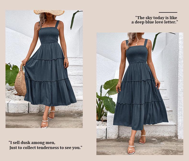 2025 Sommer Mehrfarbig Damen Schulterfreies Elastisches Camisole-Kleid