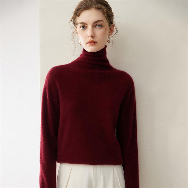 Women's Slim-Fit 100% Cashmere Turtleneck Sweater - Versatile Autumn/Winter Knitwear
